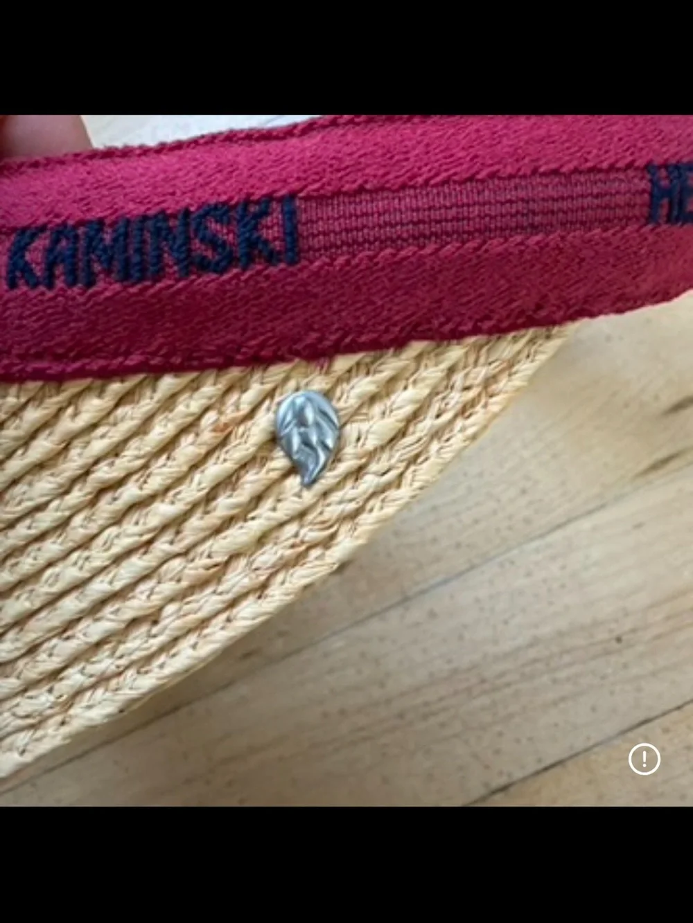 Helen‎ Kaminski Natural Straw Visor with Red Logo Band